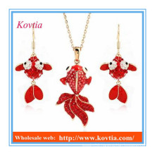 African jewelry sets red doll big pendant necklace and earrings sets